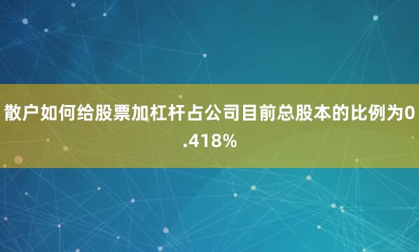散户如何给股票加杠杆占公司目前总股本的比例为0.418%