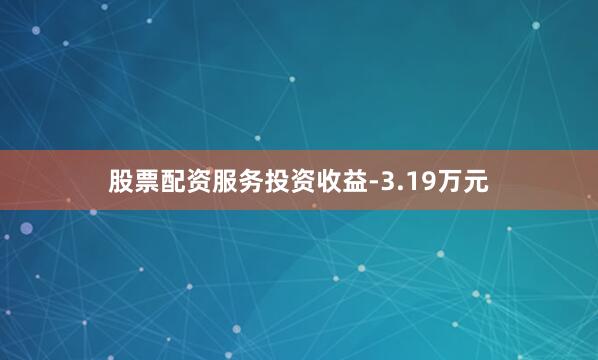 股票配资服务投资收益-3.19万元
